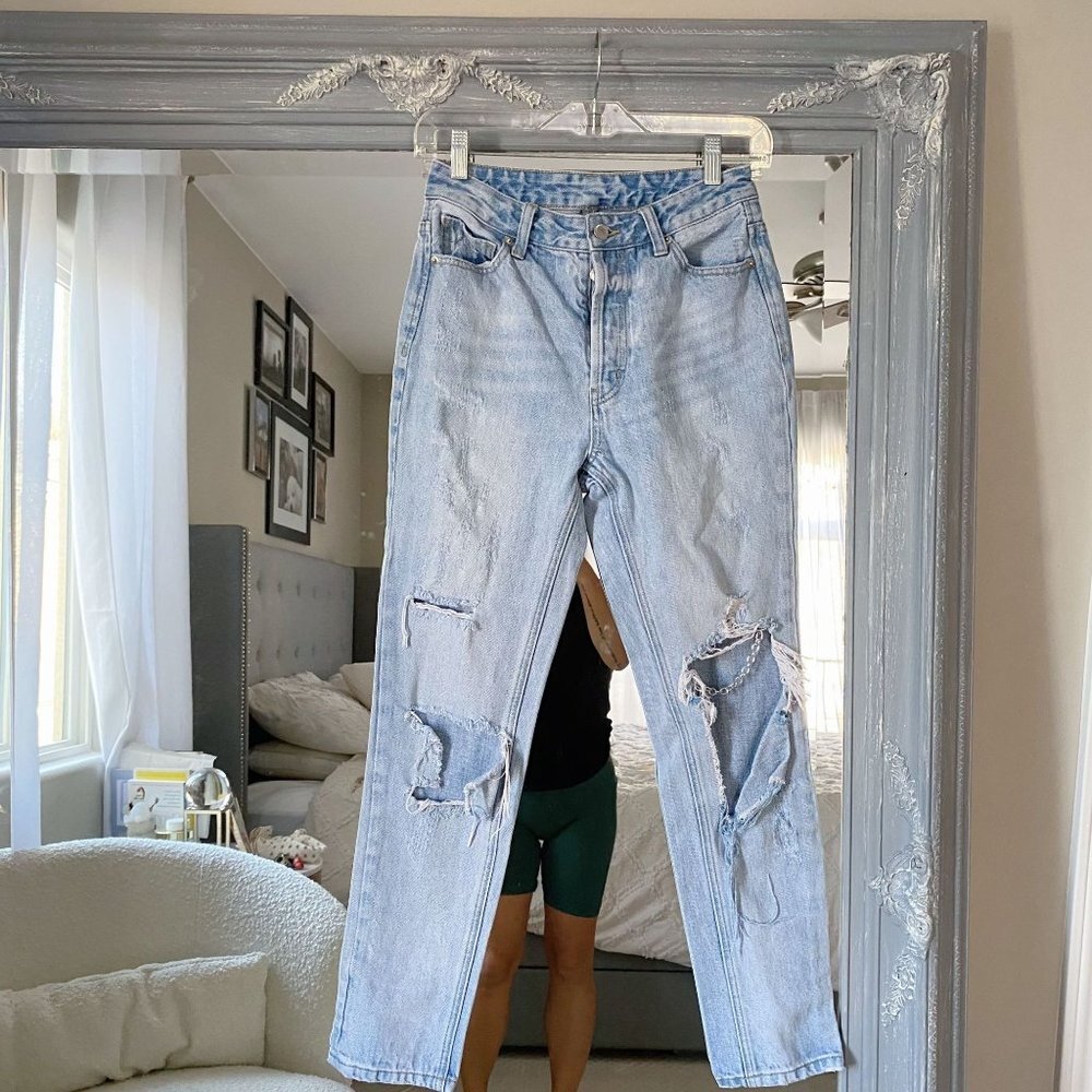 NEW Hammer Jeans 90s No Stretch Denim High Waisted Distressed‎ Jeans Size 25